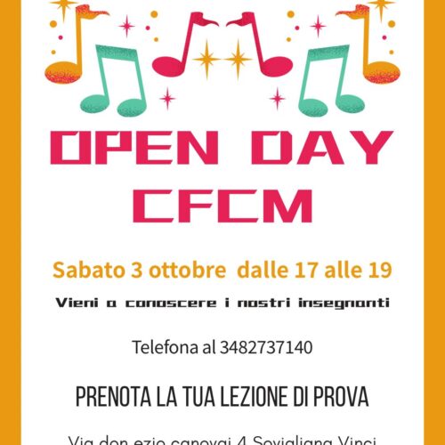 🎶 OPEN DAY CFCM – SOVIGLIANA VINCI 🎶 PROVE GRATUITE PER TUTTI!
